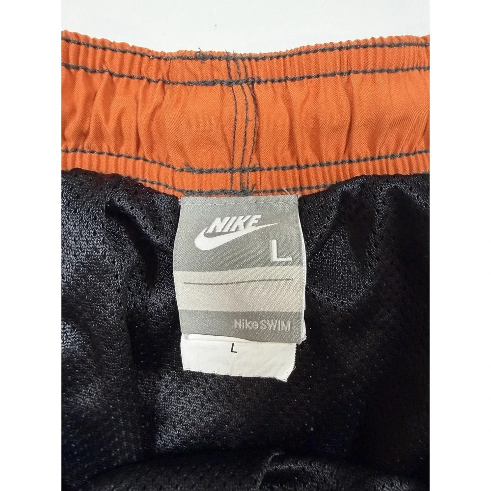 Nike Swim Shorts Mens Large Gray Orange Floral Swoosh  Beach Board Trunks Y2K